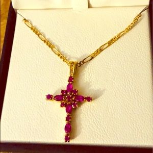 18 Kt Gold Cross Pendant & chain